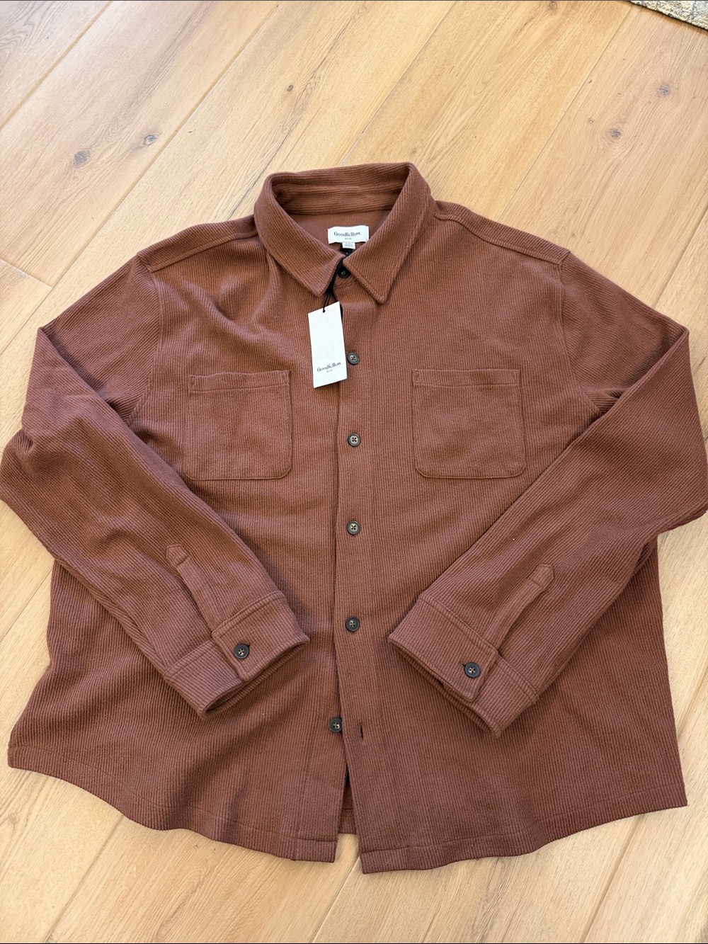 Goodfellow and Co Men's Casual Button-Up Shirt Jacket in Brown